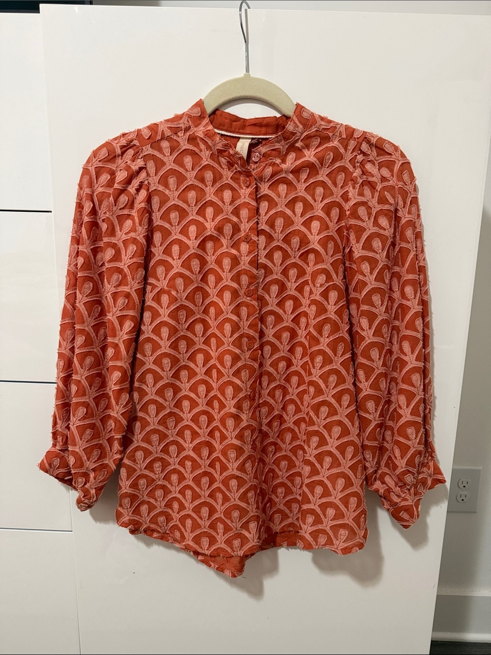 Pilcro Rust Coral Textured Pattern Blouse